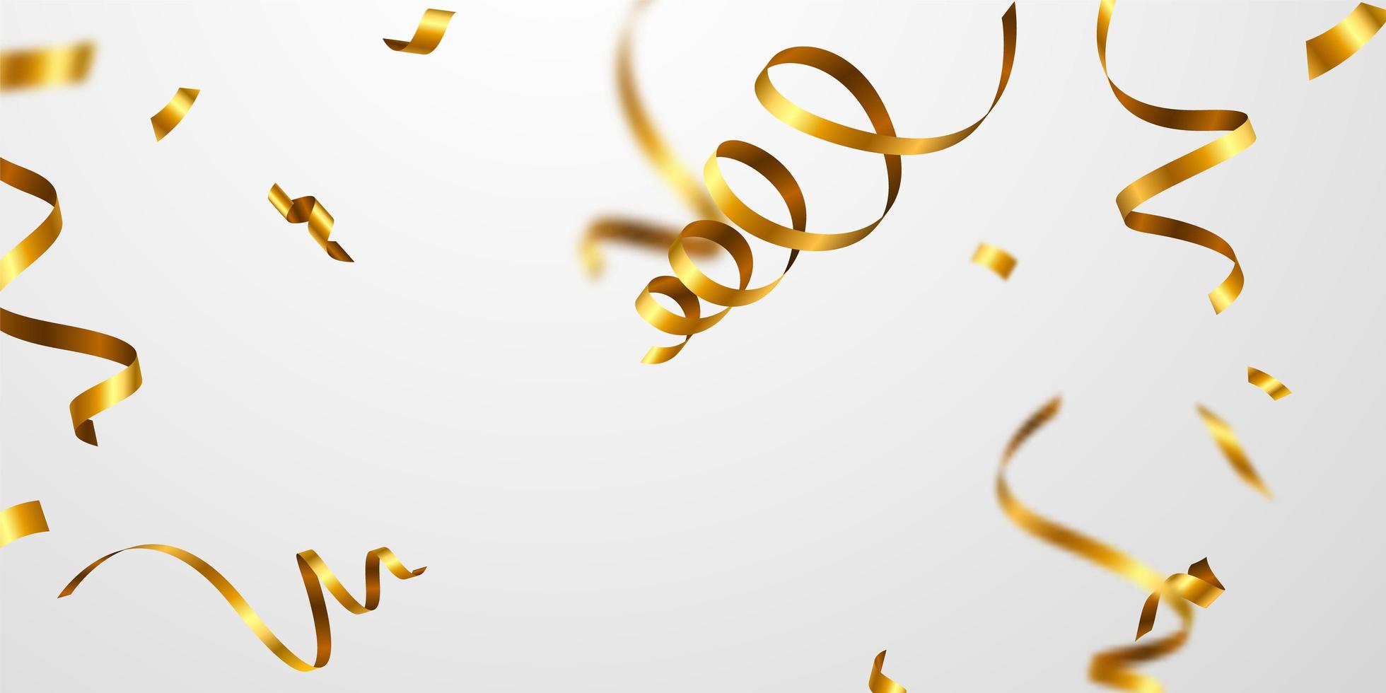 konfetti guld band. firande lyxiga gratulationskort. vektor