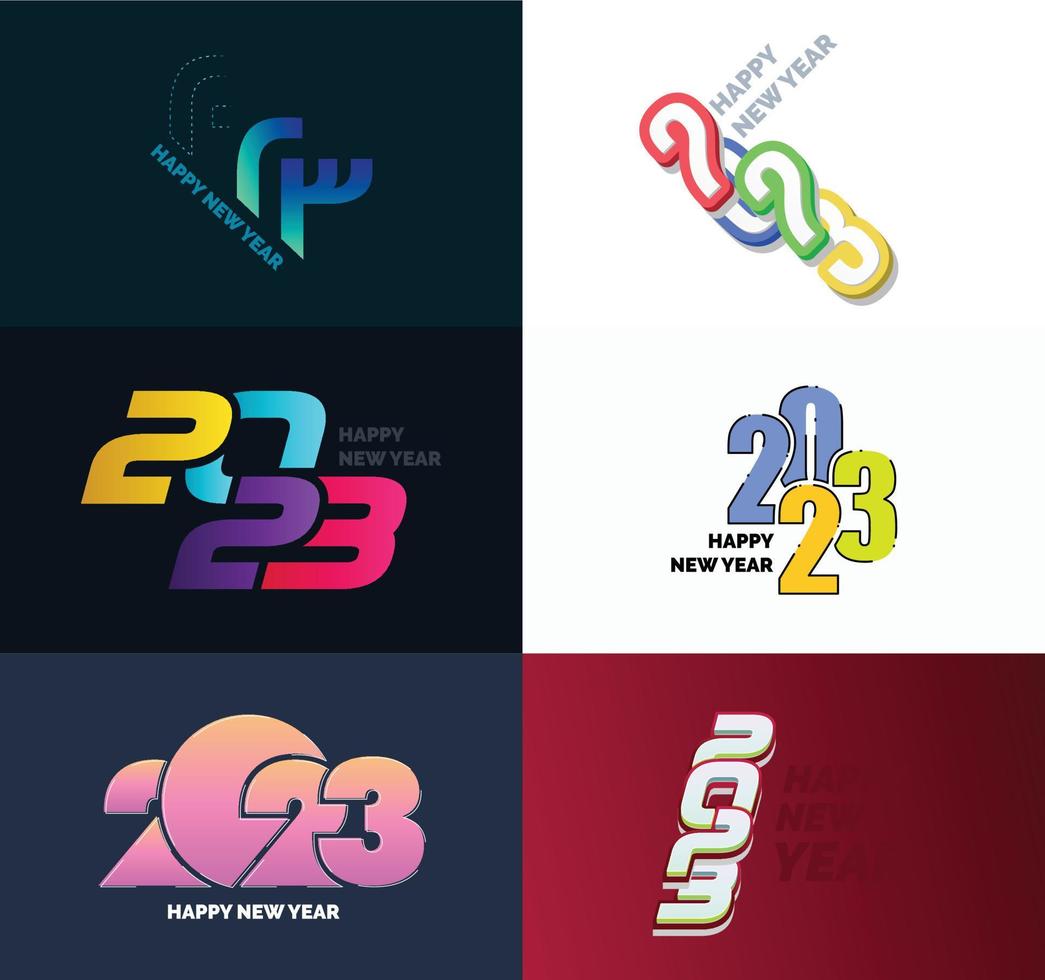 große reihe von 2023 frohes neues jahr logo text design 2023 zahlenentwurfsvorlage vektor