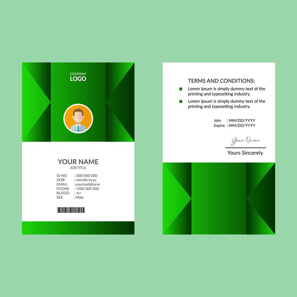 grüne elegante ID-Karte Design-Vorlage vektor