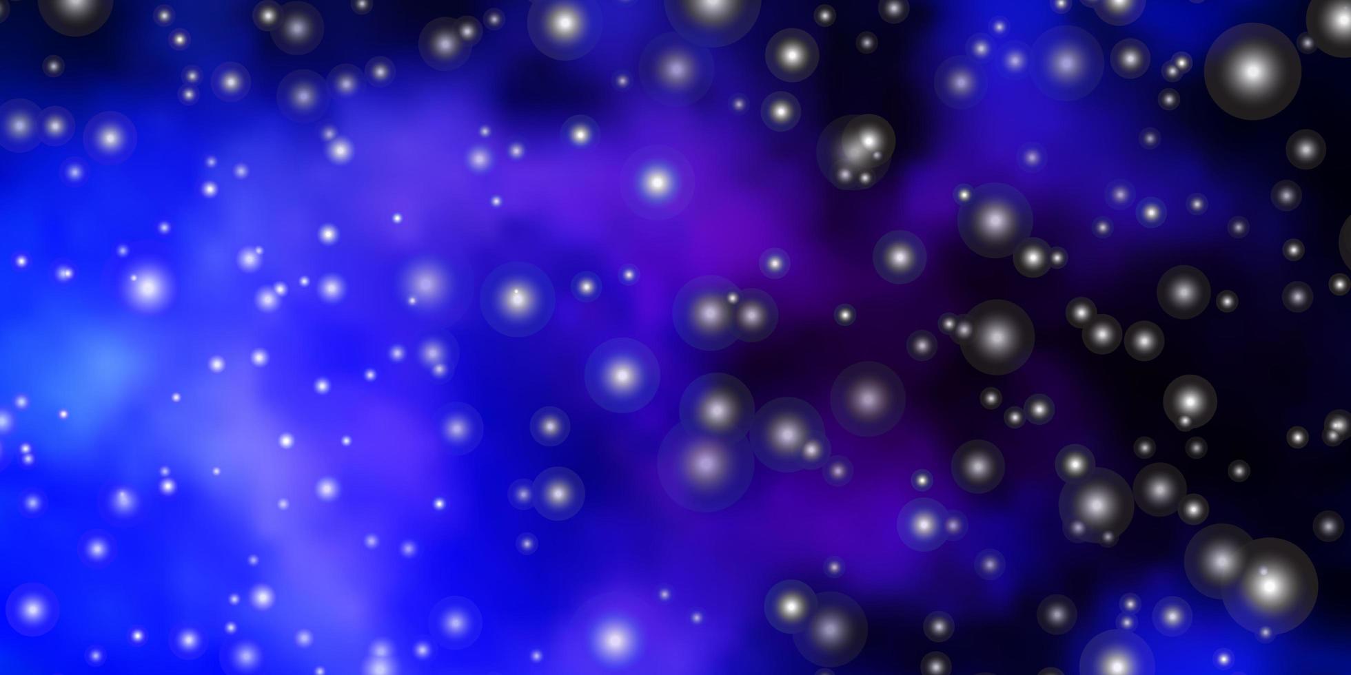mörkrosa, blå vektormall med neonstjärnor. vektor