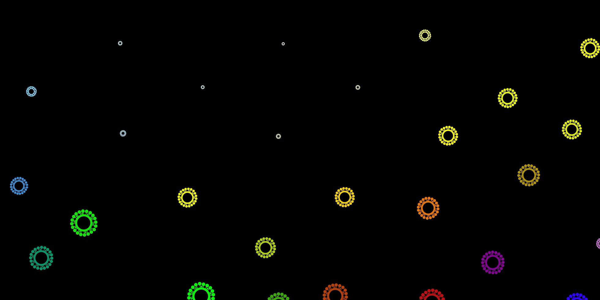 mörk flerfärgad vektorbakgrund med covid-19 symboler vektor