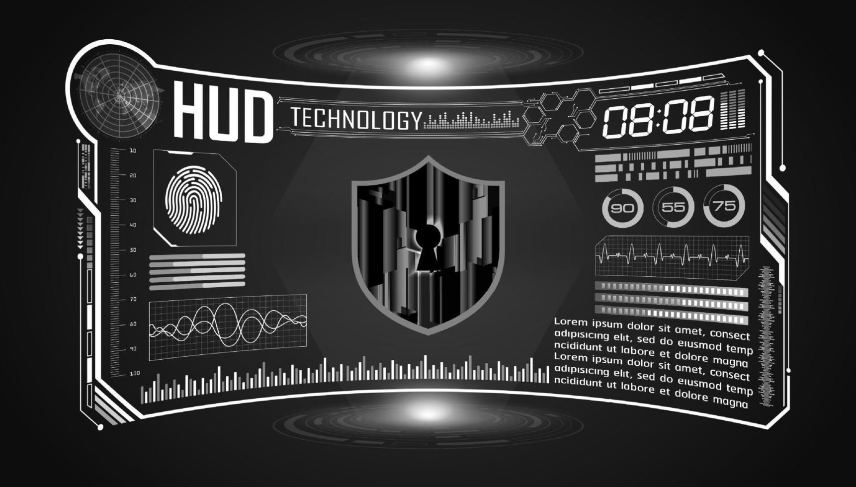 modern hud teknologi skärm bakgrund med hänglås vektor