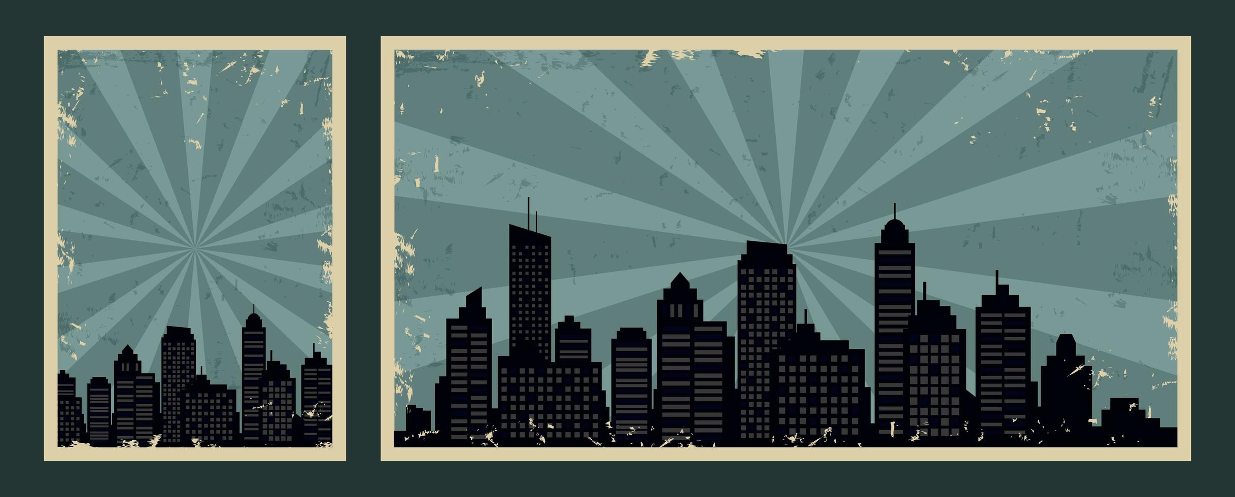 Retro Vintage Banner mit Stadtbild und Grunge-Effekt vektor