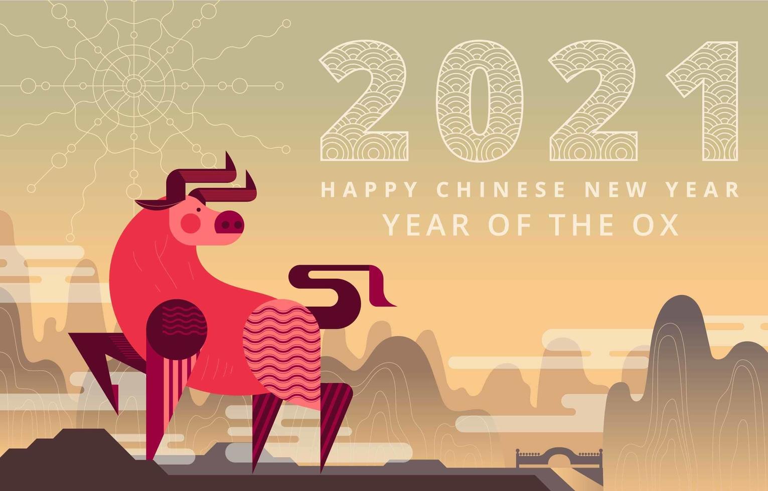 kinesiskt nyår 2021-kortkoncept vektor