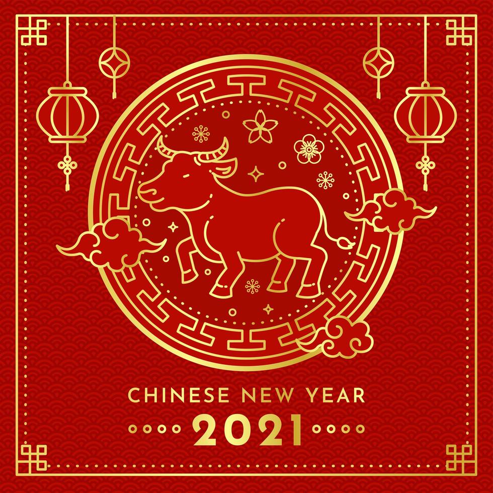 gyllene kinesiska nyåret 2021 vektor