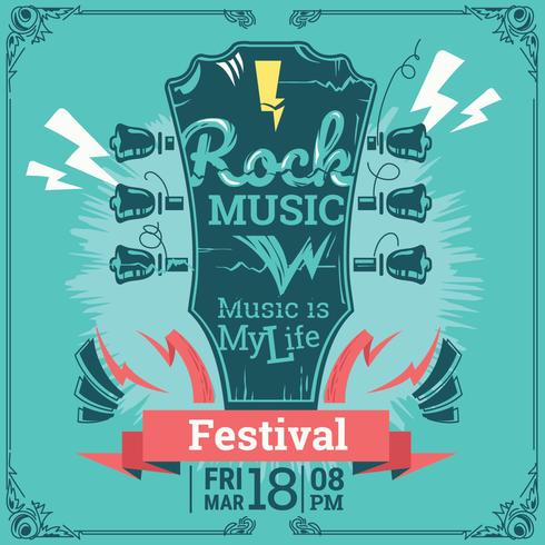 Rock musikfestival. Poster bakgrundsmall. Gitarrabstrakt vektor