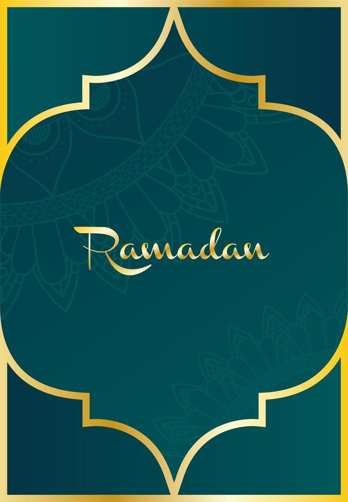 Mandala Ramadan Kareem Muster mit goldenem Rahmen vektor