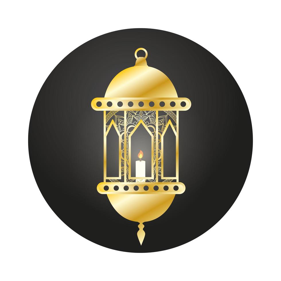 goldene Lampe Ramadan Kareem Dekoration vektor