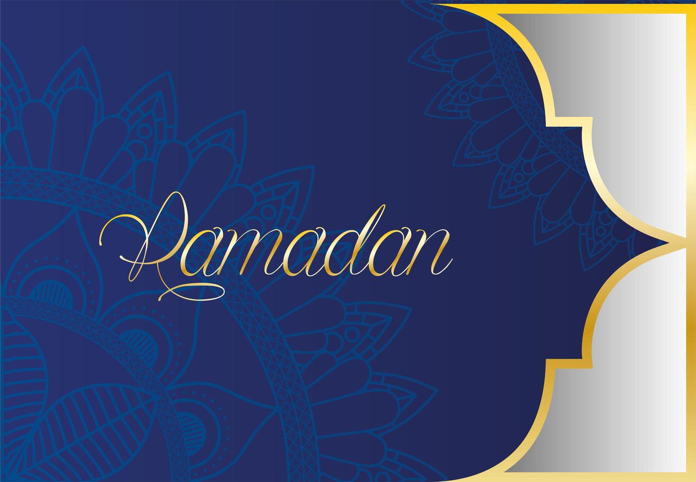 Mandala Ramadan Kareem Muster mit goldenem Rahmen vektor
