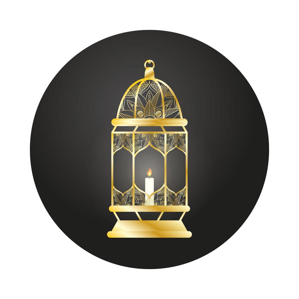 goldene Lampe Ramadan Kareem Dekoration vektor