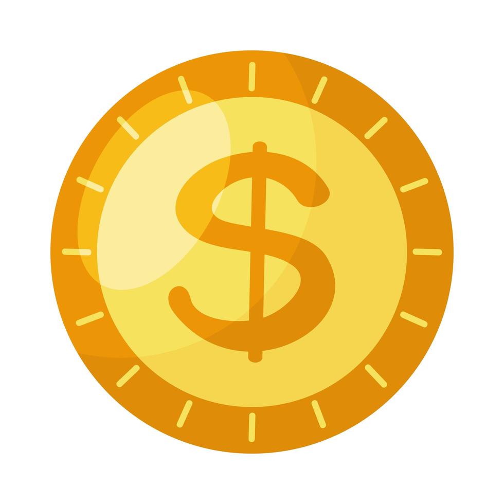 Münzgeld Dollar isoliert Symbol vektor