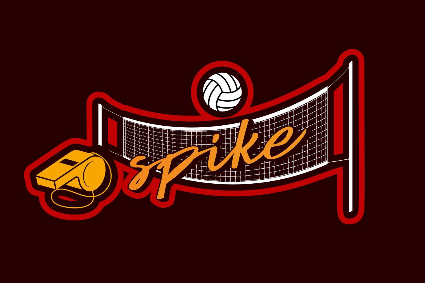 volleyboll visselpipa och boll klistermärke logotyp vektor