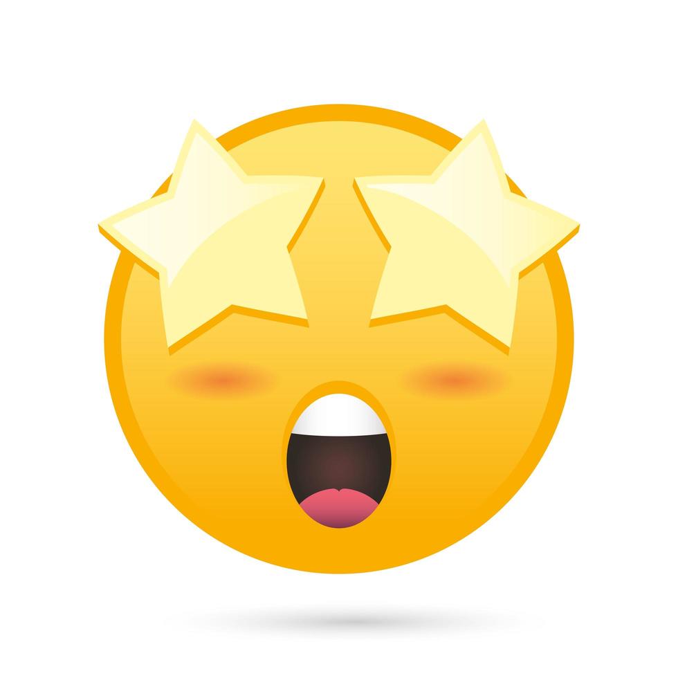 Emoji Gesicht mit Sternenauge lustiger Charakter vektor