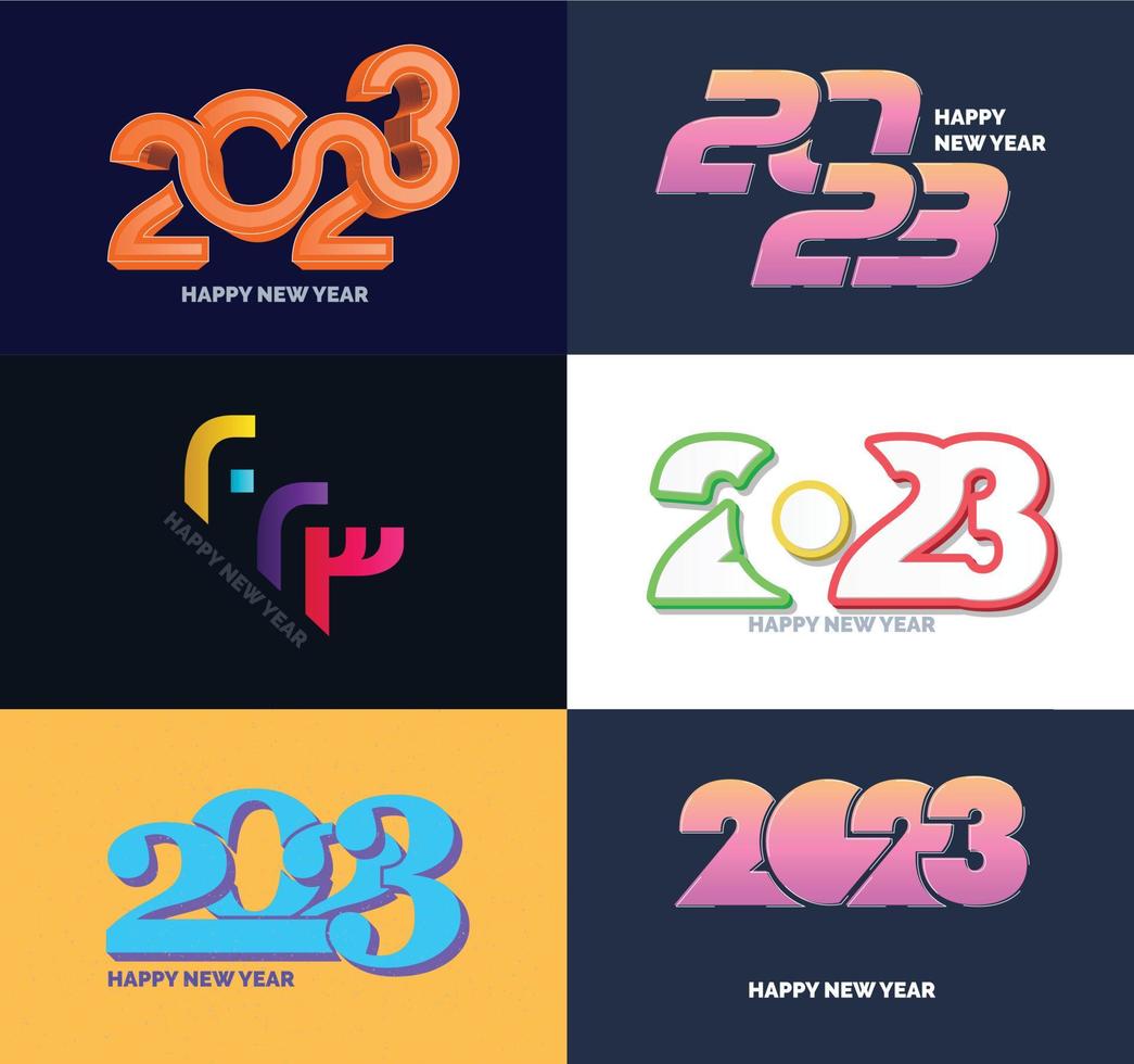 große reihe von 2023 frohes neues jahr logo text design 2023 zahlenentwurfsvorlage vektor