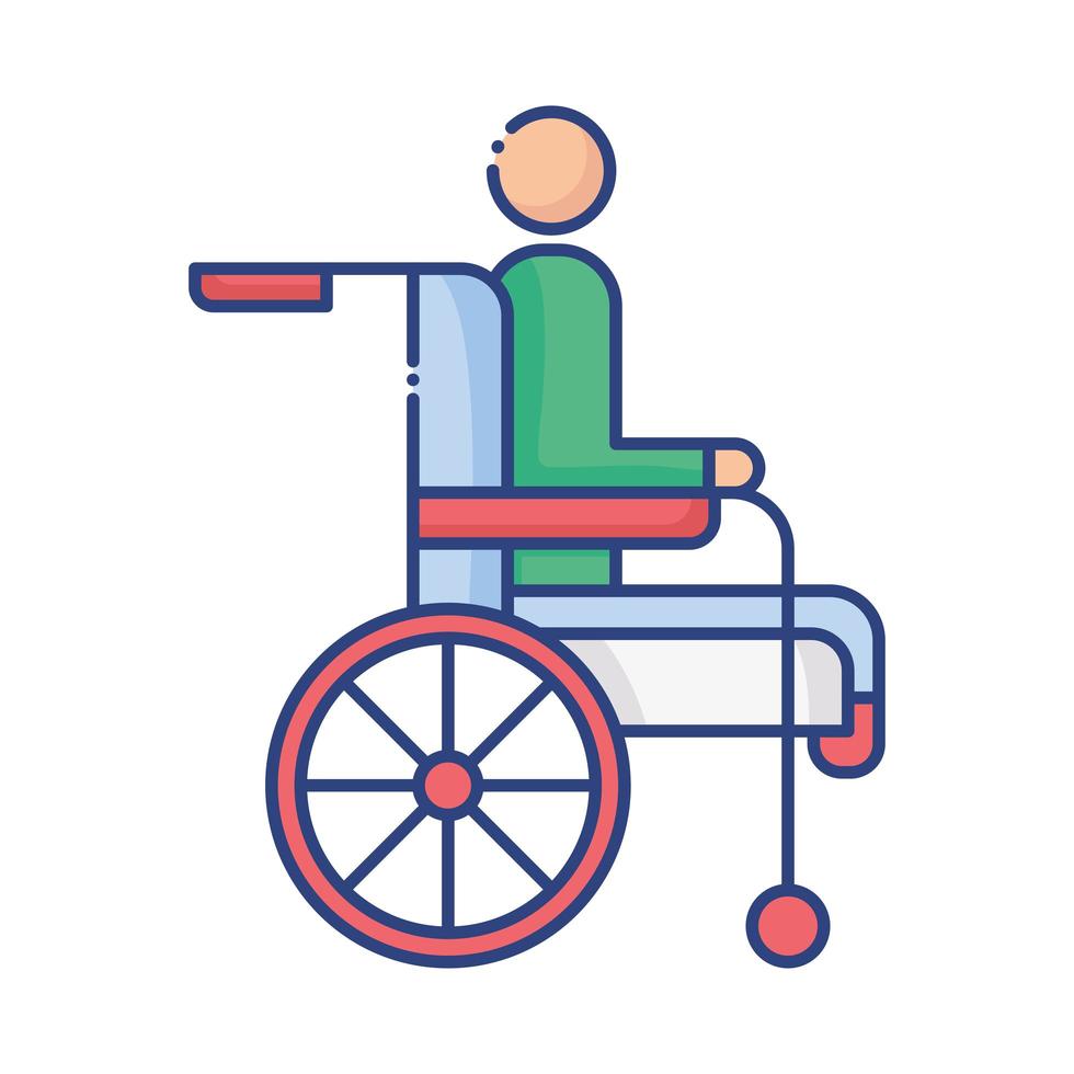 Rollstuhl mit flacher Stilikone der behinderten Person vektor