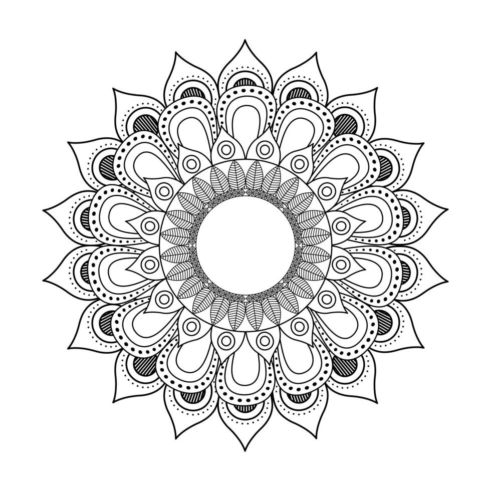 Blumenmandala Diwali Dekoration gezeichnet monochrome Ikone Vektor-Illustration Design vektor