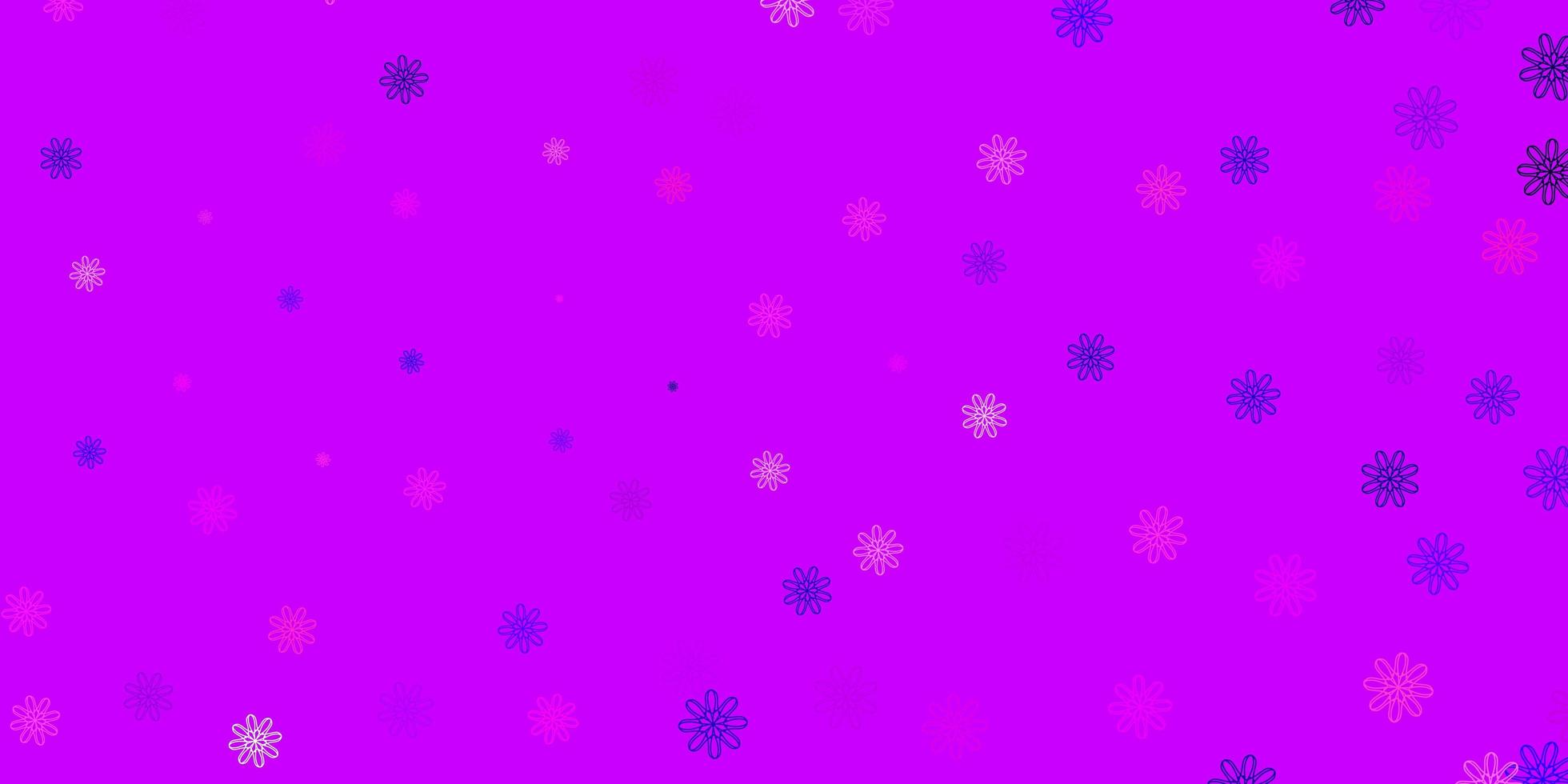 hellviolettes, rosa Vektor-Gekritzelmuster mit Blumen. vektor