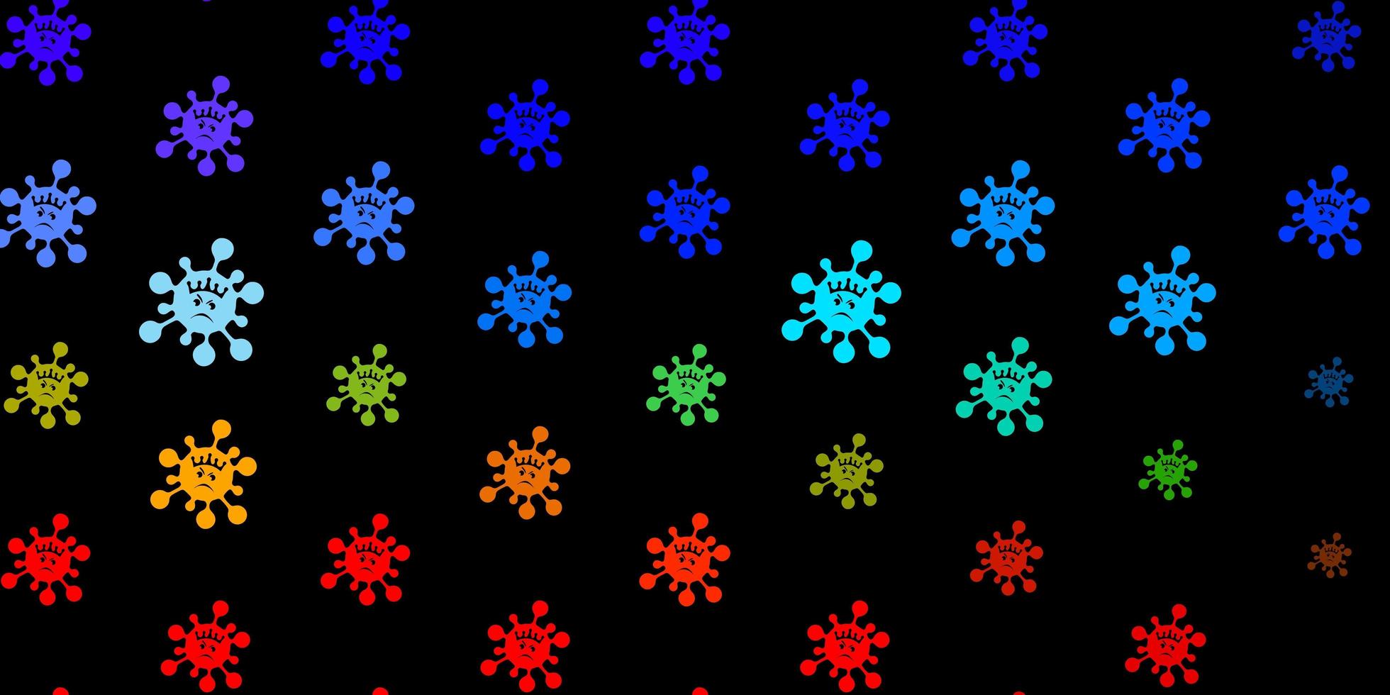 mörk flerfärgad bakgrund med virussymboler. vektor