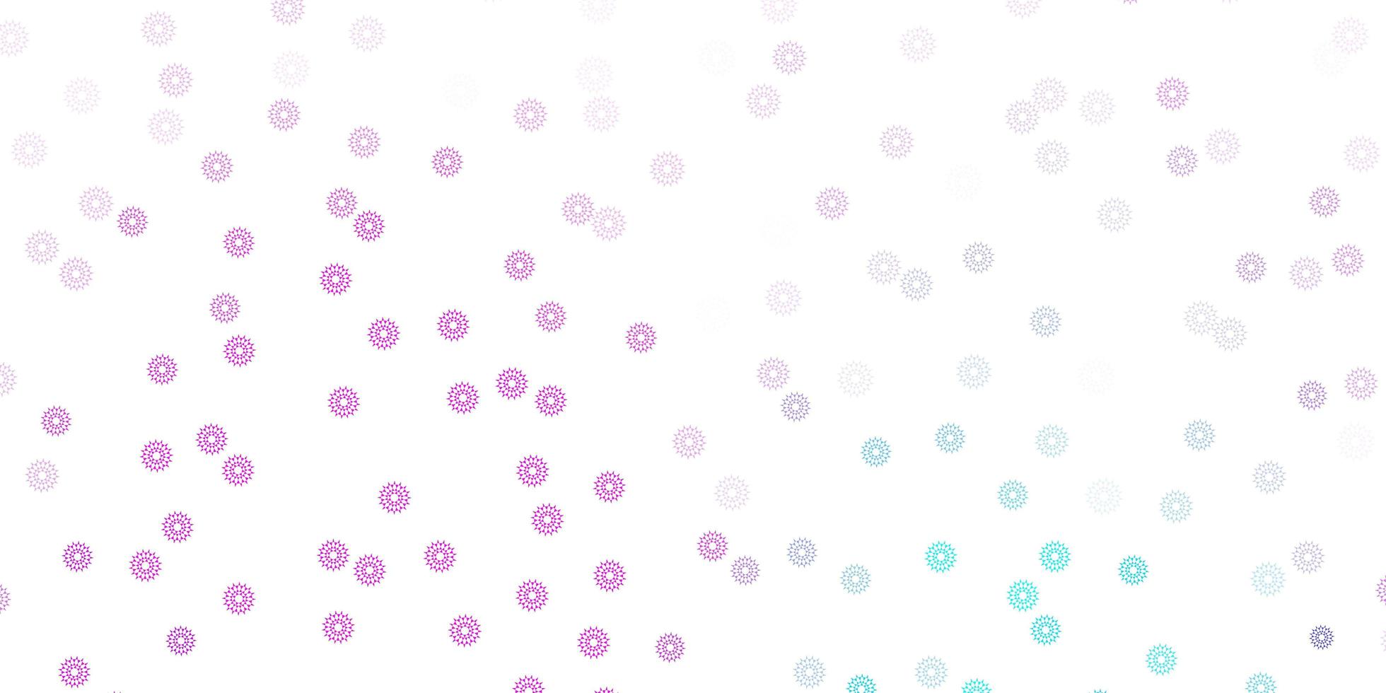 ljusrosa, blå vektor doodle mall med blommor.