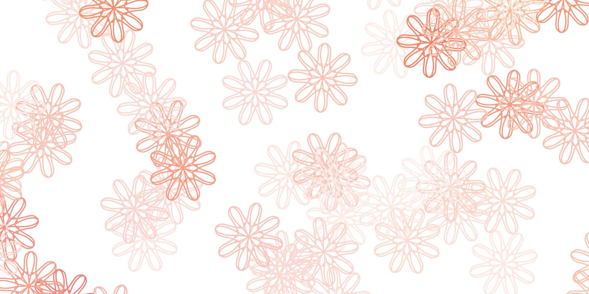 ljusröd vektor doodle mall med blommor.