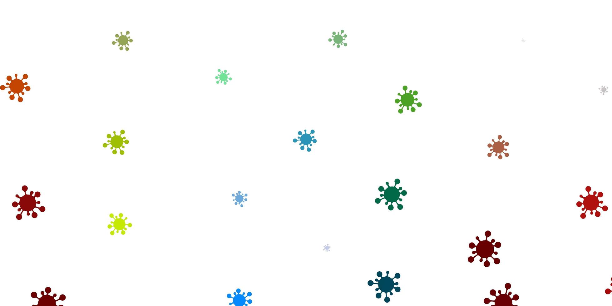 heller mehrfarbiger Vektorhintergrund mit covid-19 Symbolen vektor