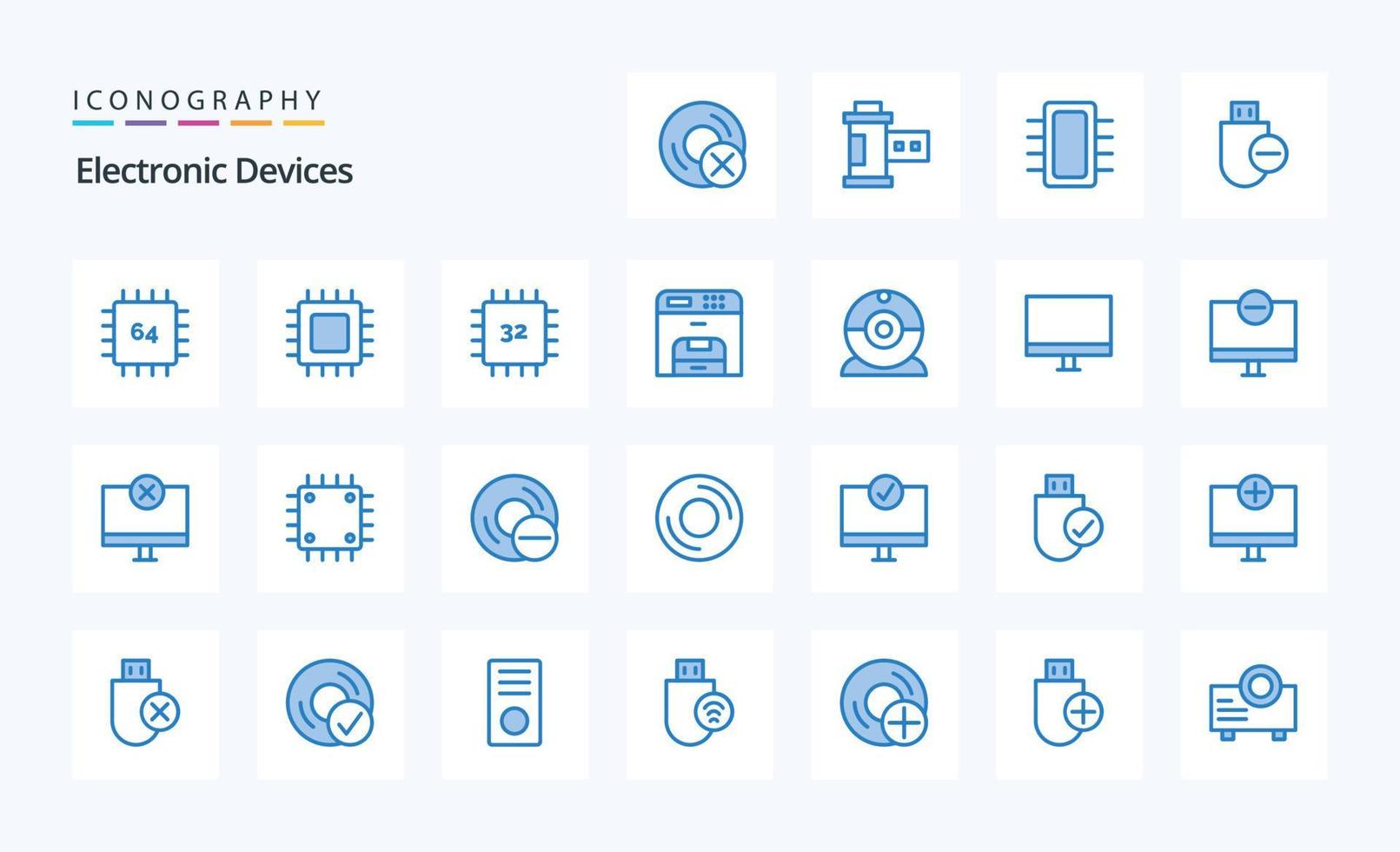 25 Geräte blau Icon Pack vektor