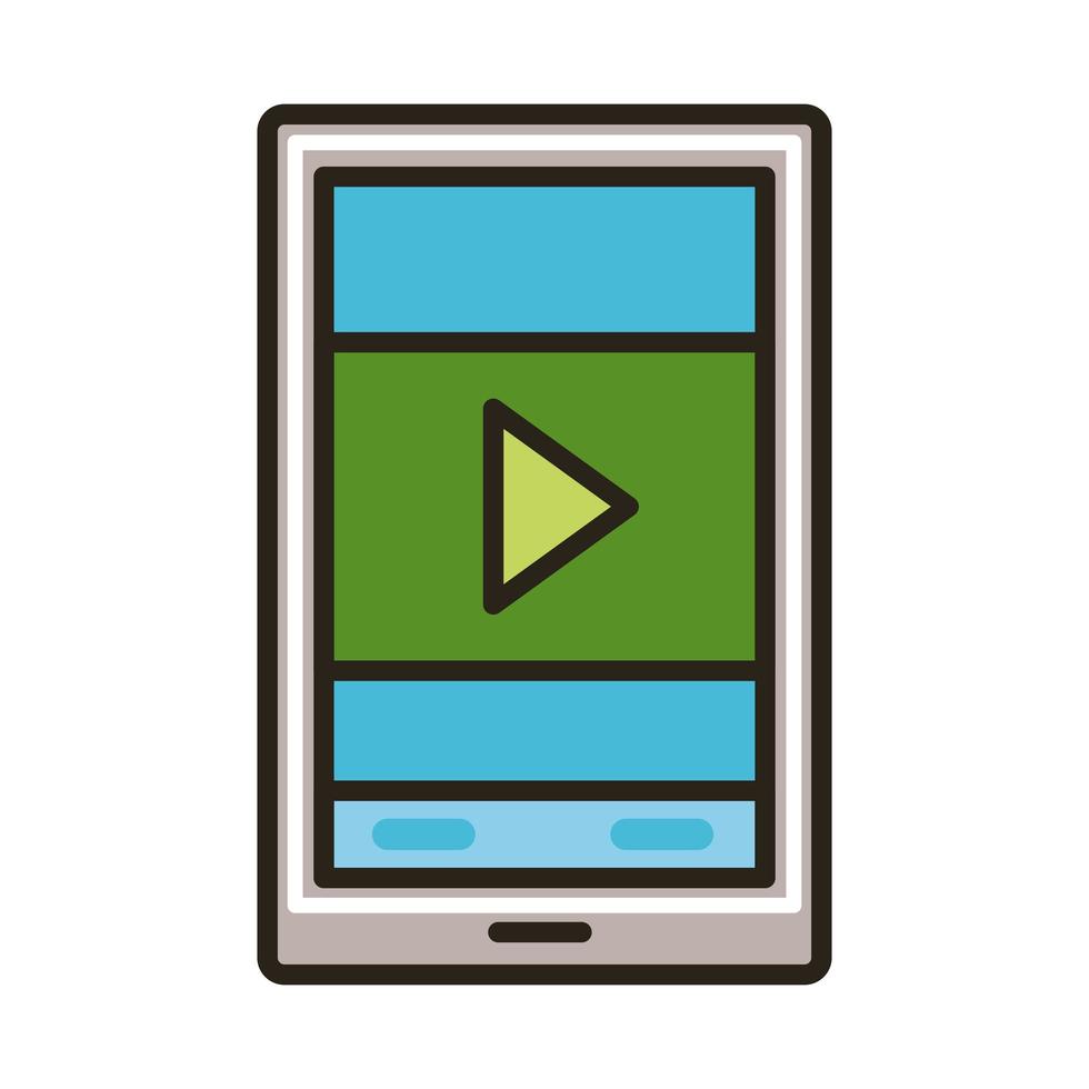 Smartphone mit Play-Button-Bildung Online-Linie und Füllstil vektor