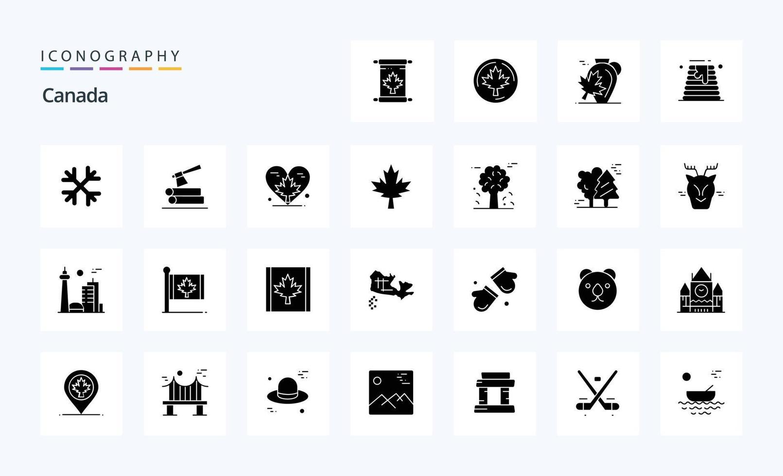 25 kanadisches solides Glyphen-Icon-Pack vektor