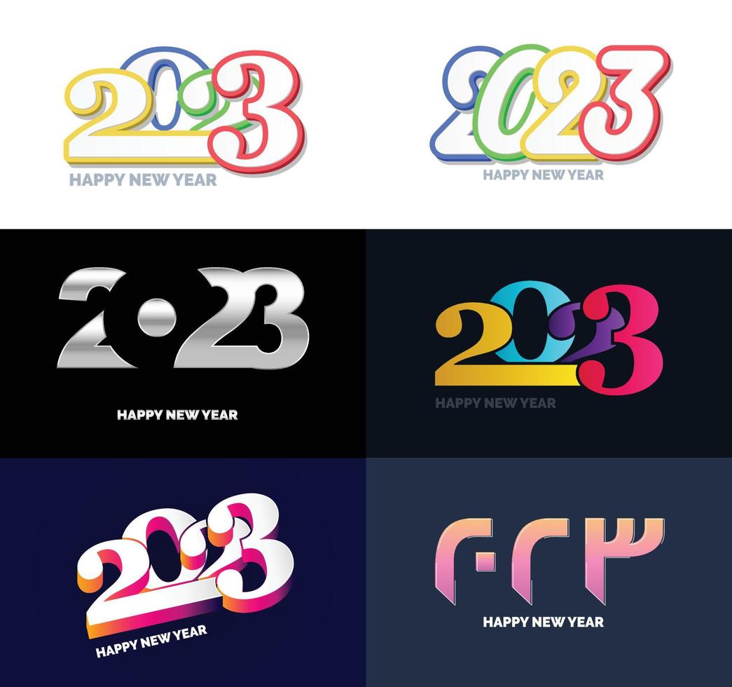 stor uppsättning av 2023 Lycklig ny år logotyp text design 2023 siffra design mall vektor