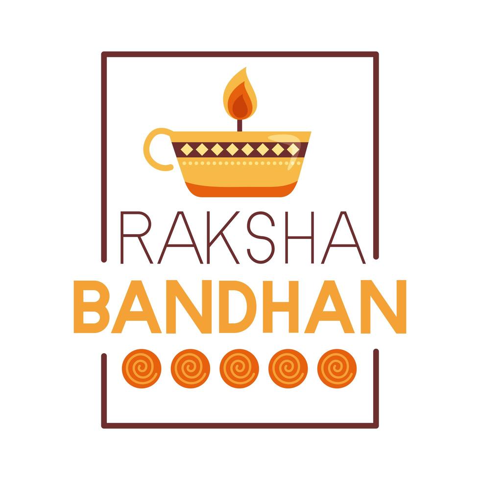 glückliche Raksha Bandhan Feier mit Lampe flachen Stil vektor