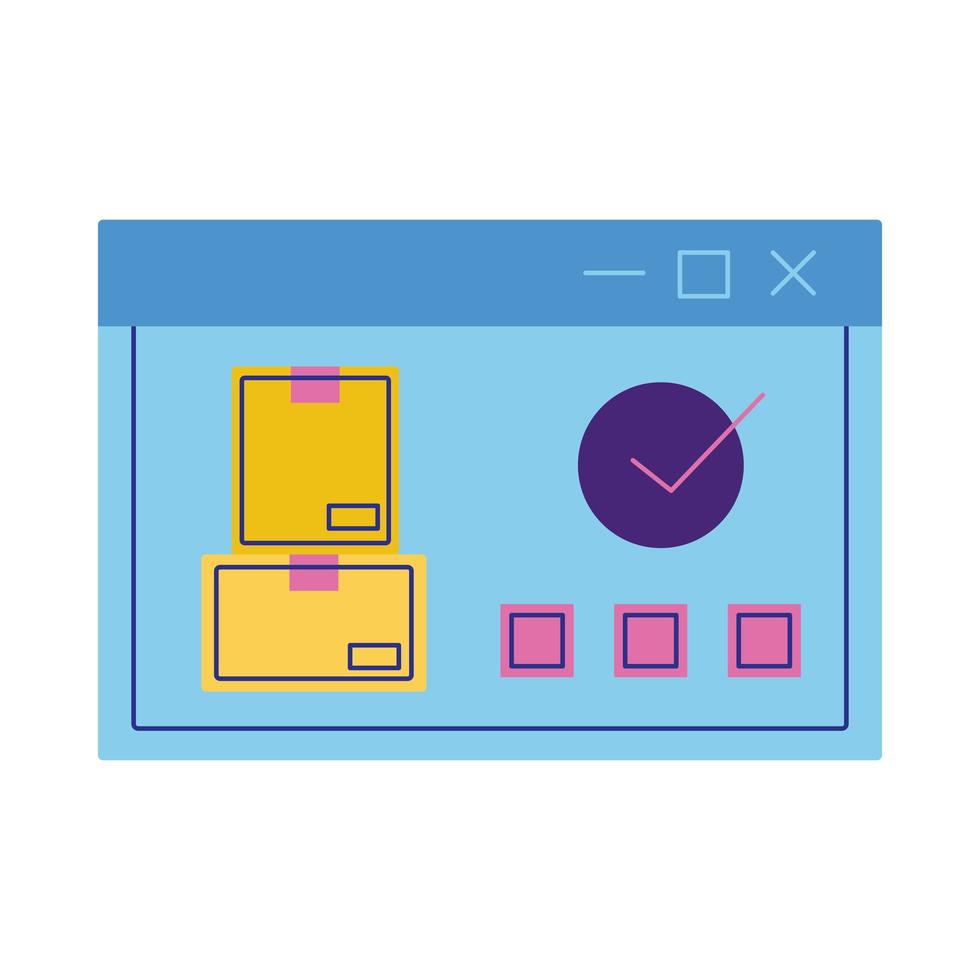 Webseite mit flachen Stilikonen der Lieferboxen vektor