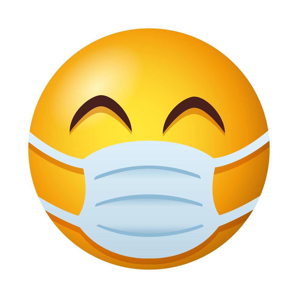 Emoji trägt medizinische Maske Gradientenstil vektor