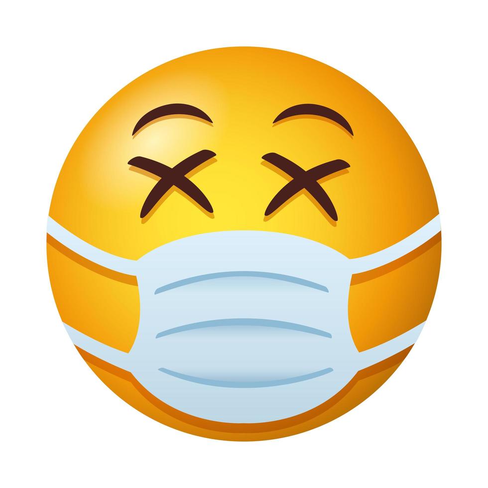 Emoji trägt medizinische Maske Gradientenstil vektor