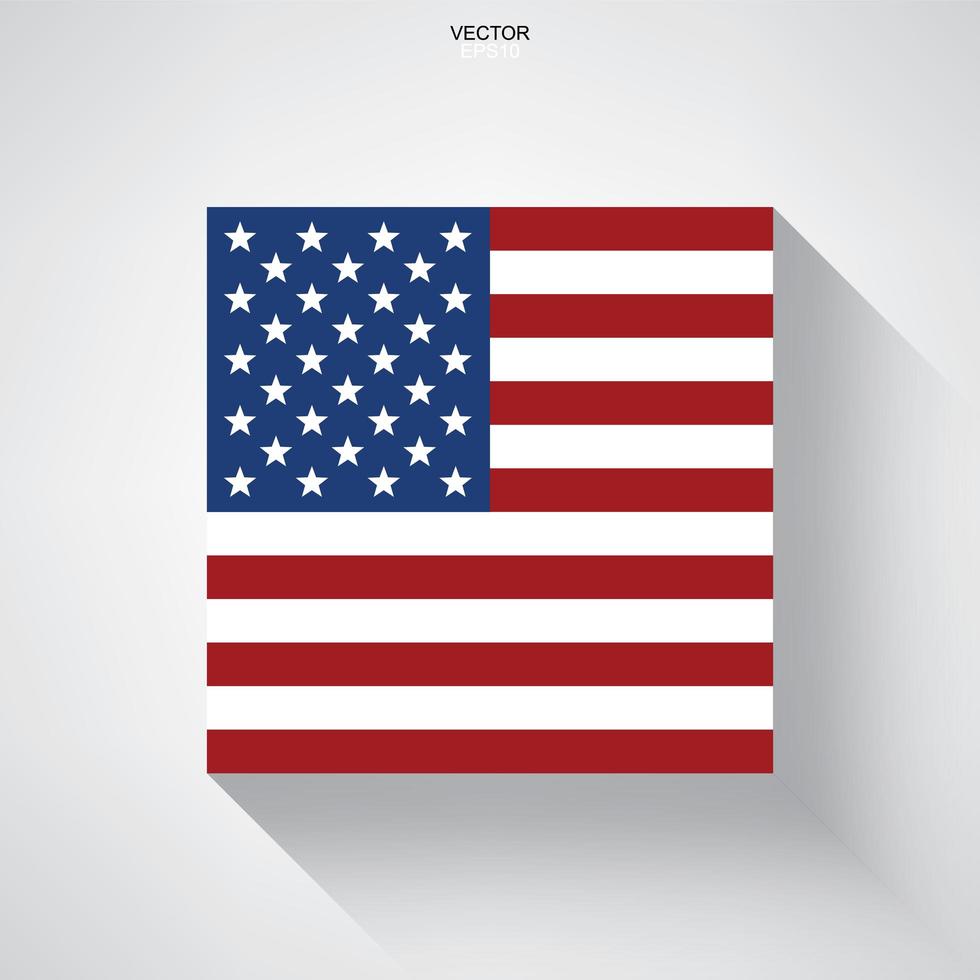 amerikanische Flagge mit langem Schatteneffekt auf weißem Hintergrund. Vektor. vektor