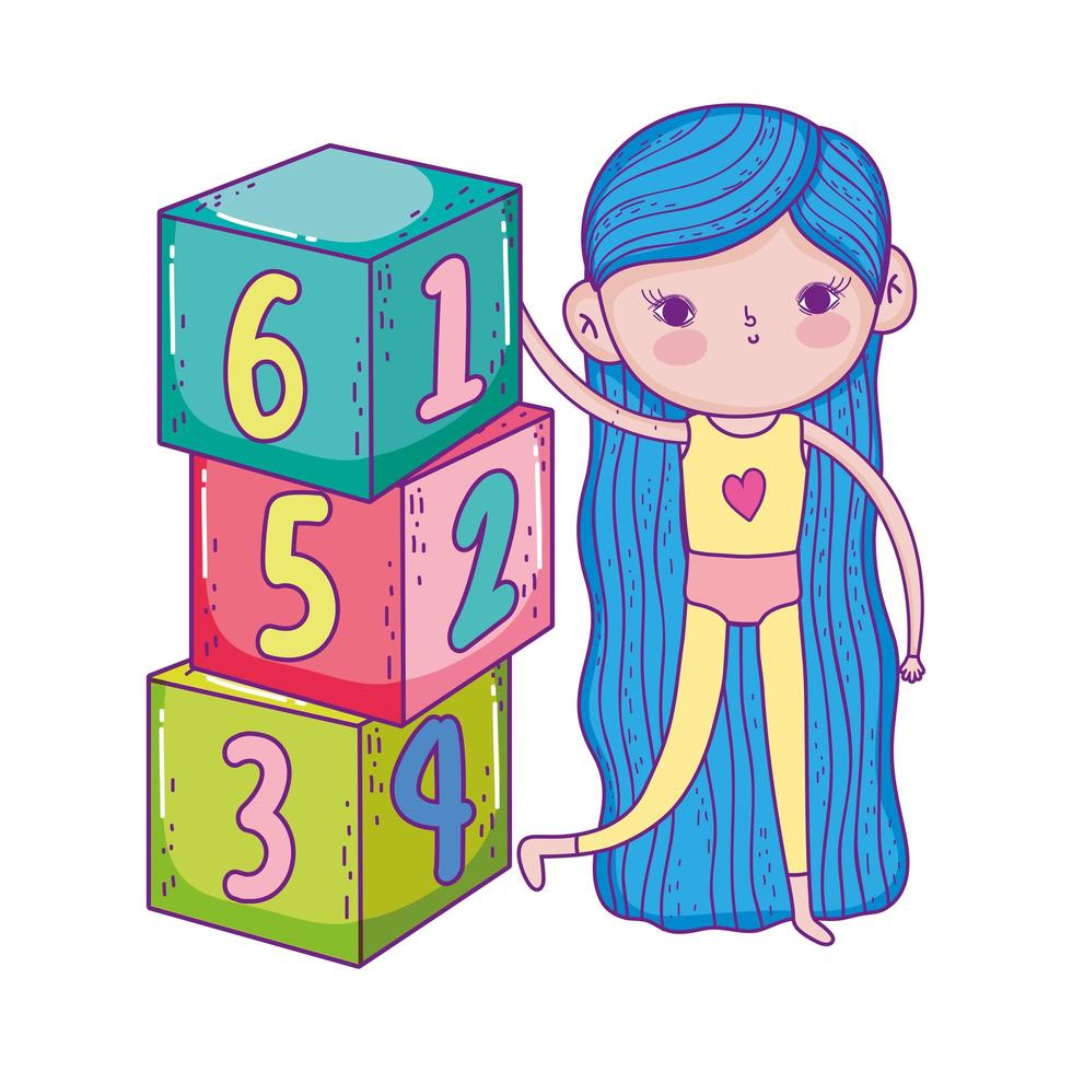 lycklig barns dag, söta tjejer som leker med siffror i parken vektor