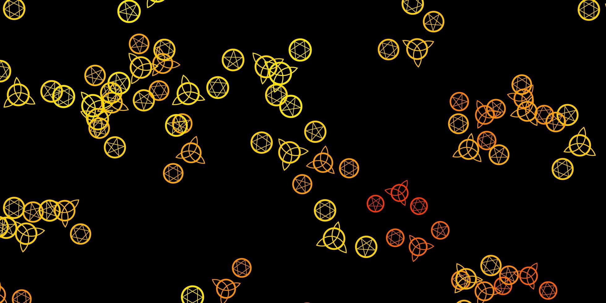 mörkgul vektor bakgrund med mysteriesymboler.