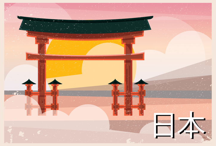 Das große Torii von Itsukushima Shinto-Schrein Japan-Postkarte vektor