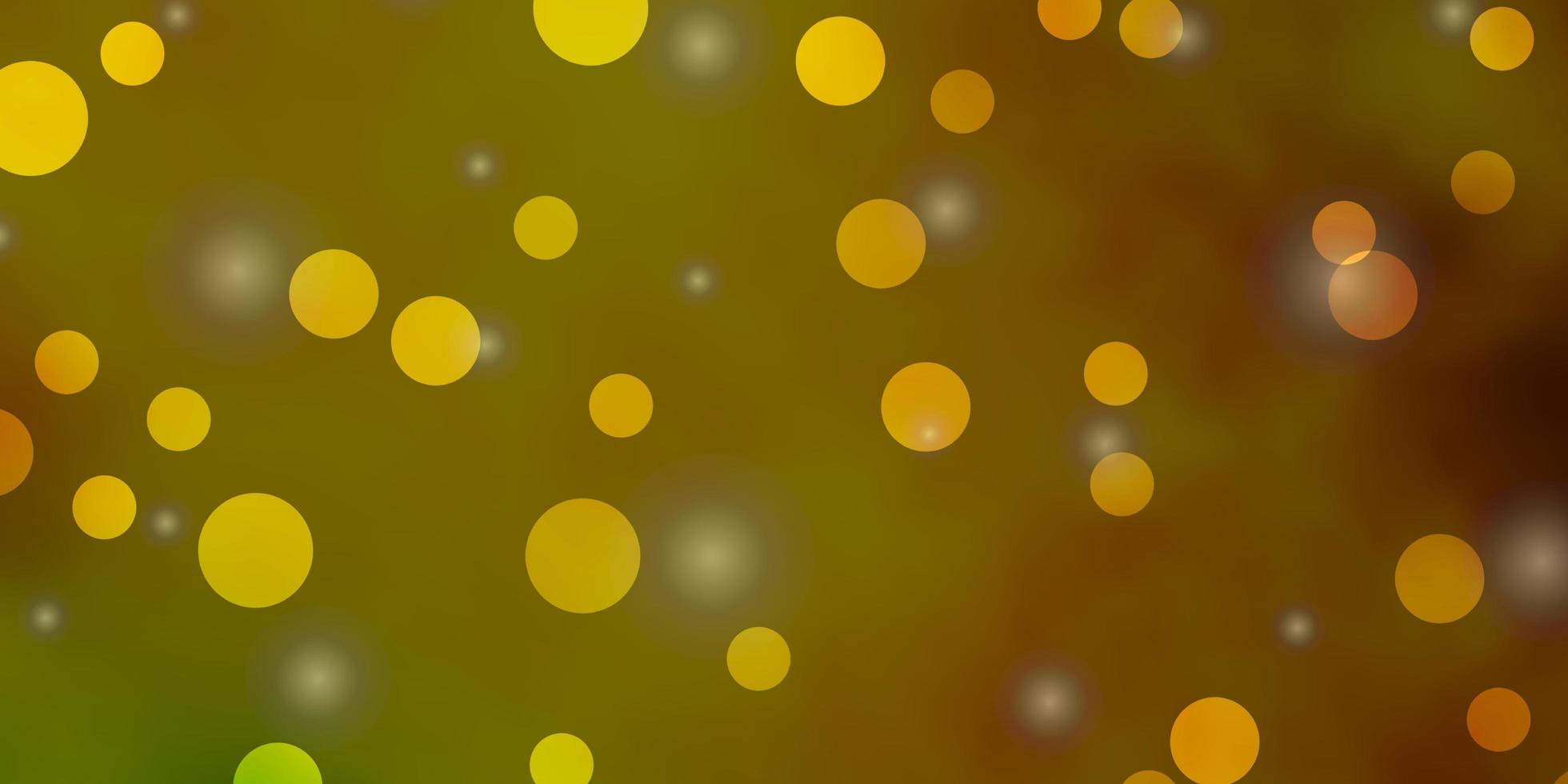 mörkgrön, gul vektorbakgrund med cirklar, stjärnor. vektor