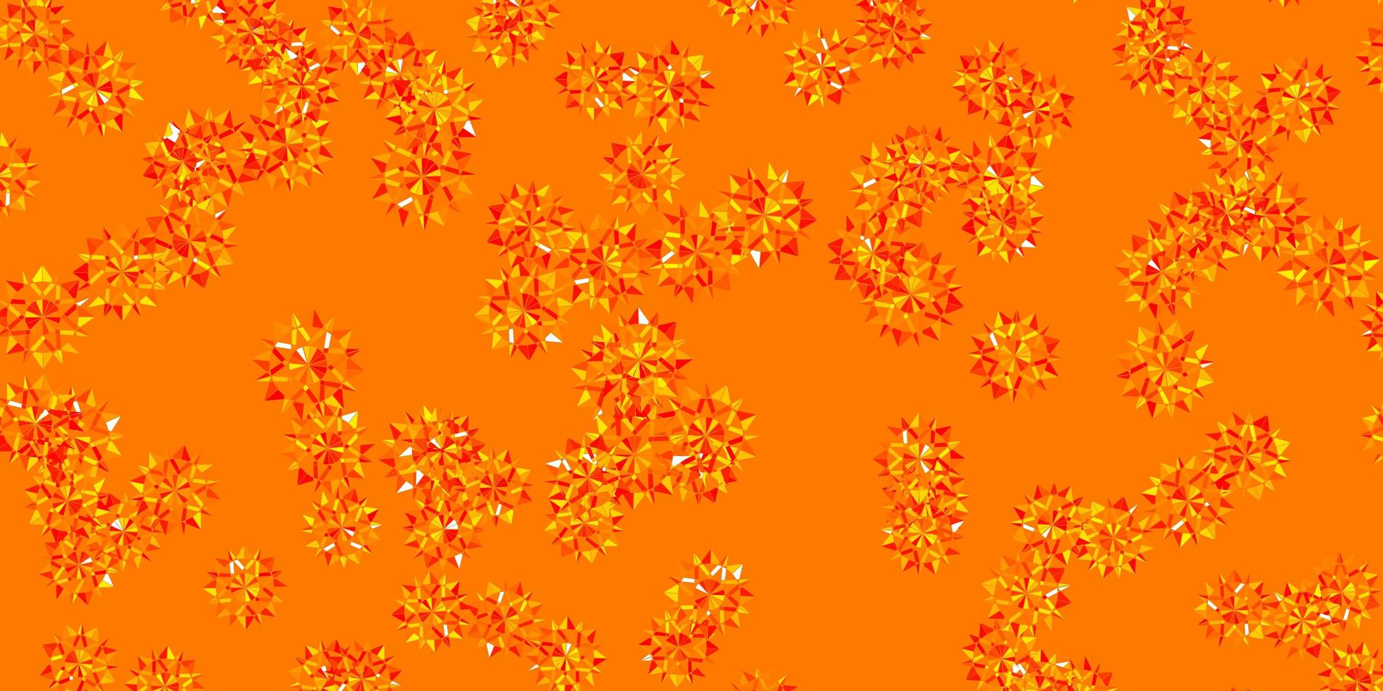 hellorange Vektor Textur mit hellen Schneeflocken.