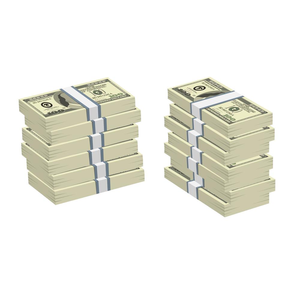 förpackning med dollar pengar vektor design illustration isolerad på vit bakgrund