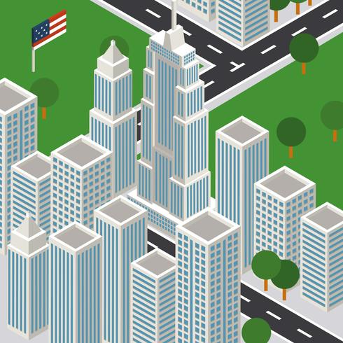 New York City isometric Empire State Building Vector
