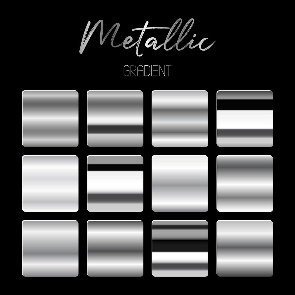 metalliska lutningar vektor design illustration isolerad på svart bakgrund