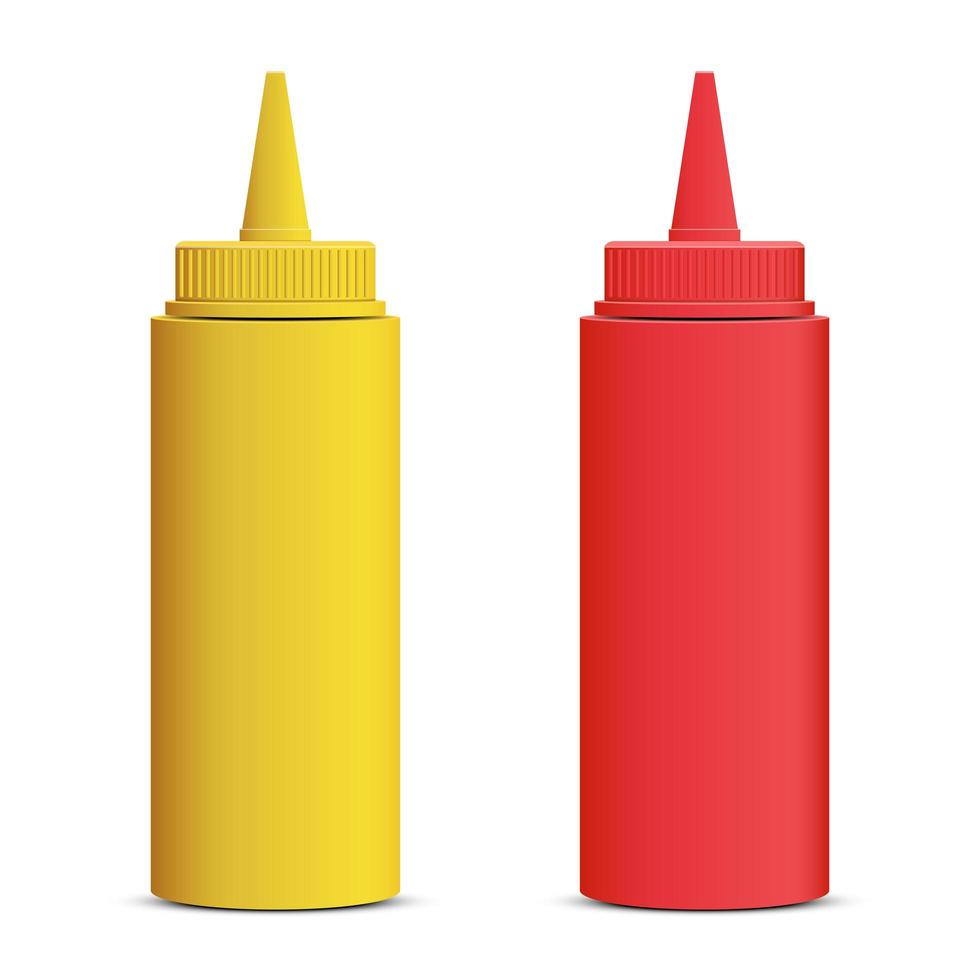 Ketchup- und Senfflaschenvektorentwurfsillustration lokalisiert auf weißem Hintergrund vektor