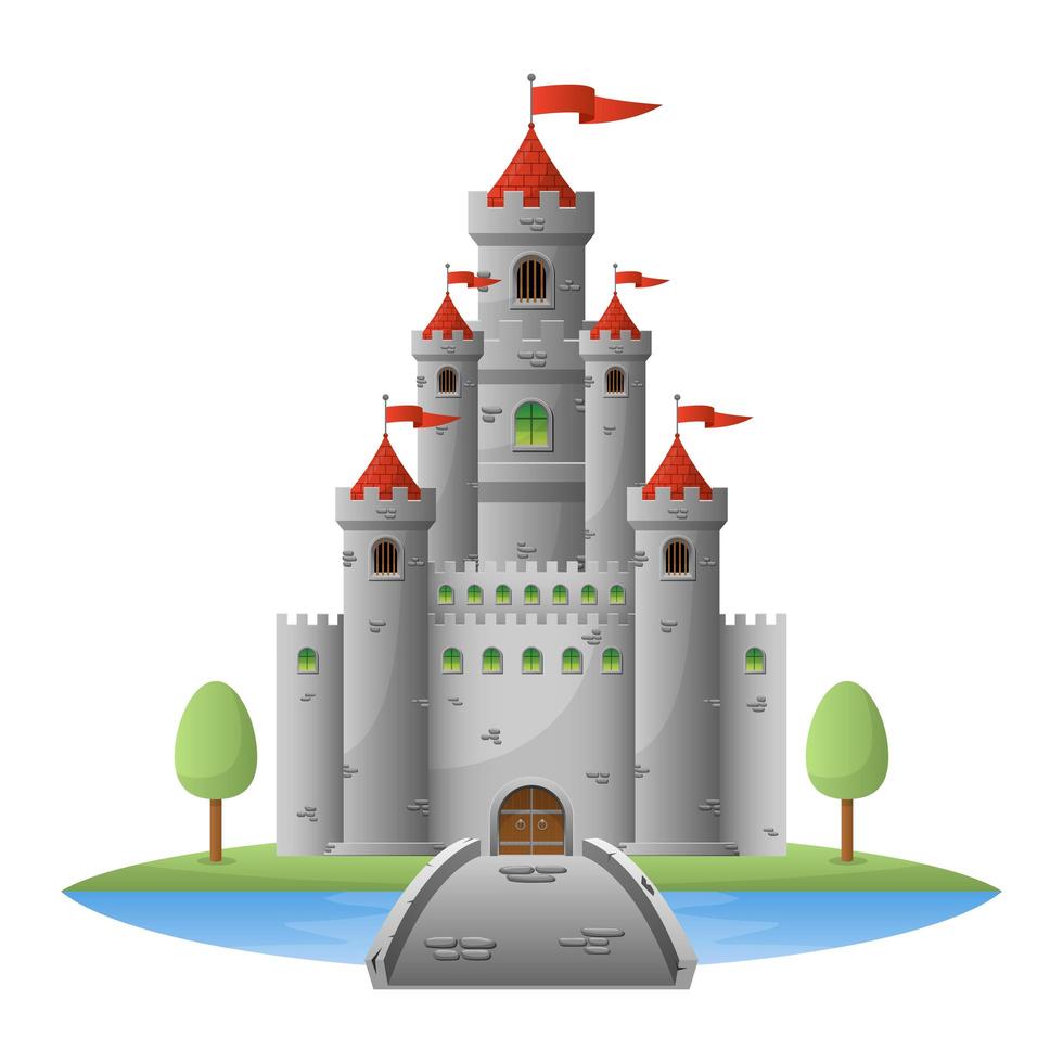 medeltida slott vektor design illustration isolerad på vit bakgrund