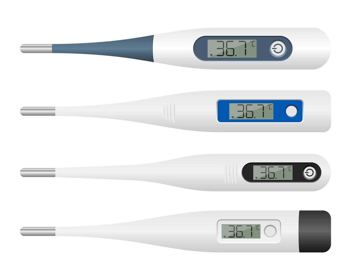 elektronische Thermometervektorentwurfsillustration lokalisiert auf weißem Hintergrund vektor