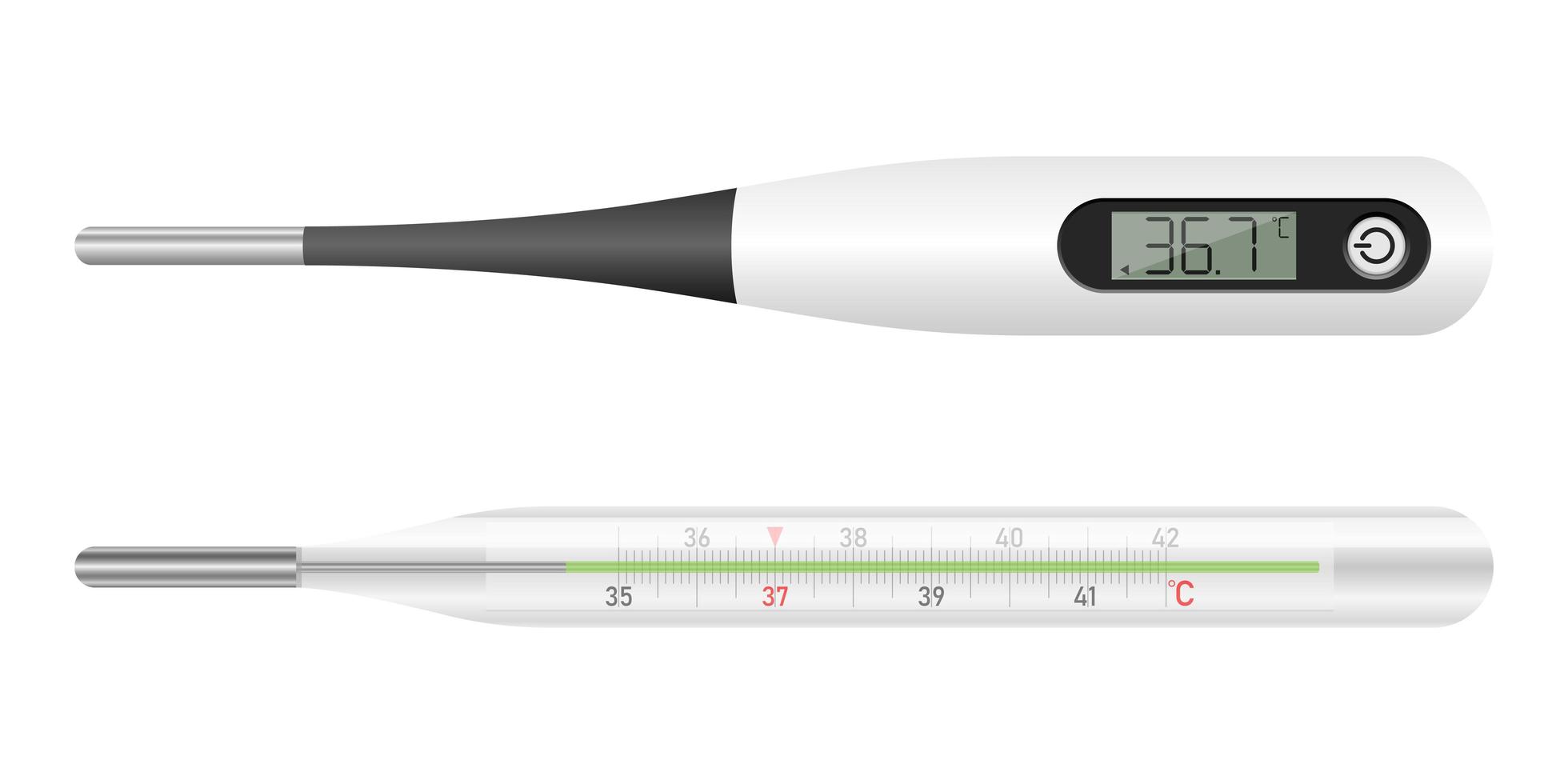 medizinische Thermometervektorentwurfsillustration lokalisiert auf weißem Hintergrund vektor