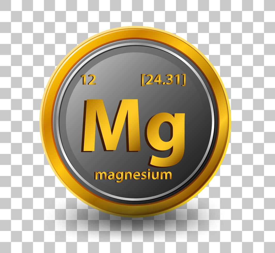 Magnesium chemisches Element. chemisches Symbol mit Ordnungszahl und Atommasse. vektor