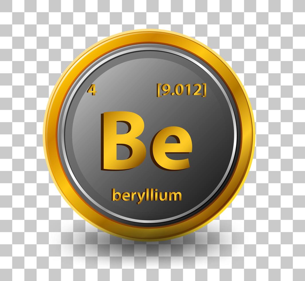 beryllium kemiskt element. kemisk symbol med atomnummer och atommassa. vektor