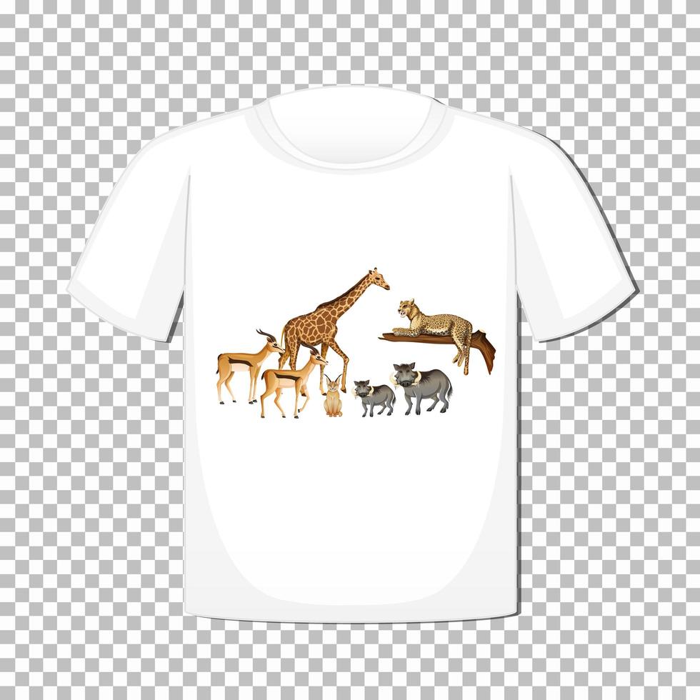 Wildtiergruppenentwurf auf T-Shirt lokalisiert auf transparentem Hintergrund vektor