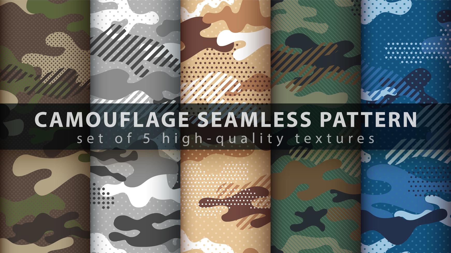 kamouflage militär sömlös bakgrundsuppsättning vektor